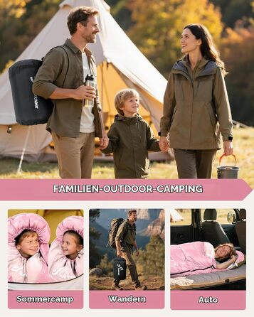 Спальний мішок Outdoor для дітей та дорослих, легкий та компактний (220x80 см), рожевий