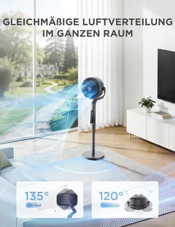 Вентилятор підлоговий Midea FS40-23MR з пультом, 3 швидкості, телескопічна висота, поворот 90°, чорний