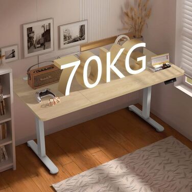 Електричний підйомний стіл Homall (140x70 см) з USB-портом, регулюванням висоти, пам'яттю на 3 режими та таймером нагадування, бежевий