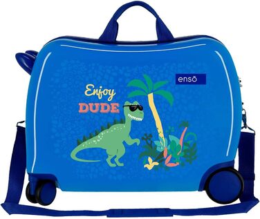 Дитяча валіза Enso Dino, синя, 50x39x20 см, жорсткий ABS, кодовий замок, 34 л, 2,1 кг, 4 колеса, ручна поклажа