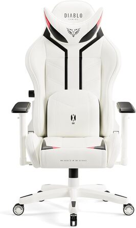Ігрове крісло Diablo X-Ray King XL, біло-чорне, екошкіра, ергономічне, 4D підлокітники, офісне, з перфорацією та гойданням