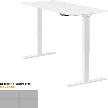 Електричний стіл boho office Homedesk Eco 130x60 см, білий, з регулюванням висоти, 2 мотори, USB, захист від зіткнень