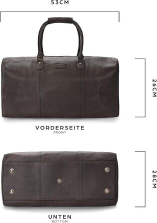 LEABAGS Дорожня сумка з натуральної шкіри 40 л, жіноча та чоловіча, преміум якість, велика спортивна та тренувальна сумка для подорожей, чорна