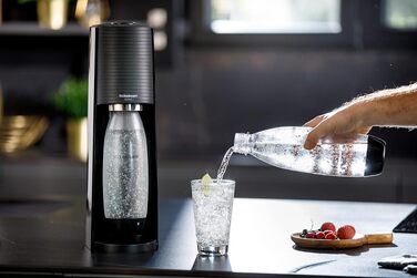 Сифон для газування води SodaStream Terra Value Pack, 2 пляшки по 1 л (придатні для ПММ) та 1 балон CO2 Quick Connect на 60 л, чорний матовий