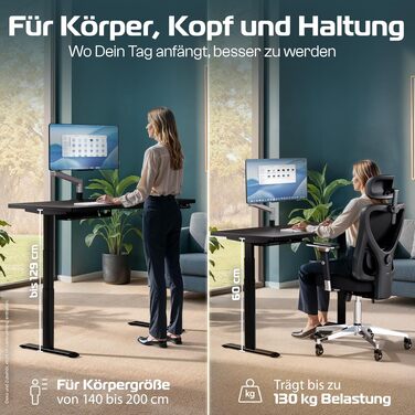 Електричний стіл CleverDesk 160x80 см з регулюванням висоти, чорний | Підйомний стіл з пам'яттю, 2x USB, кабель-канал
