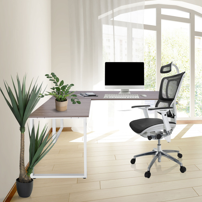 Робочий стіл WORKSPACE XL I 180 x 180 см сірий / білий hjh OFFICE