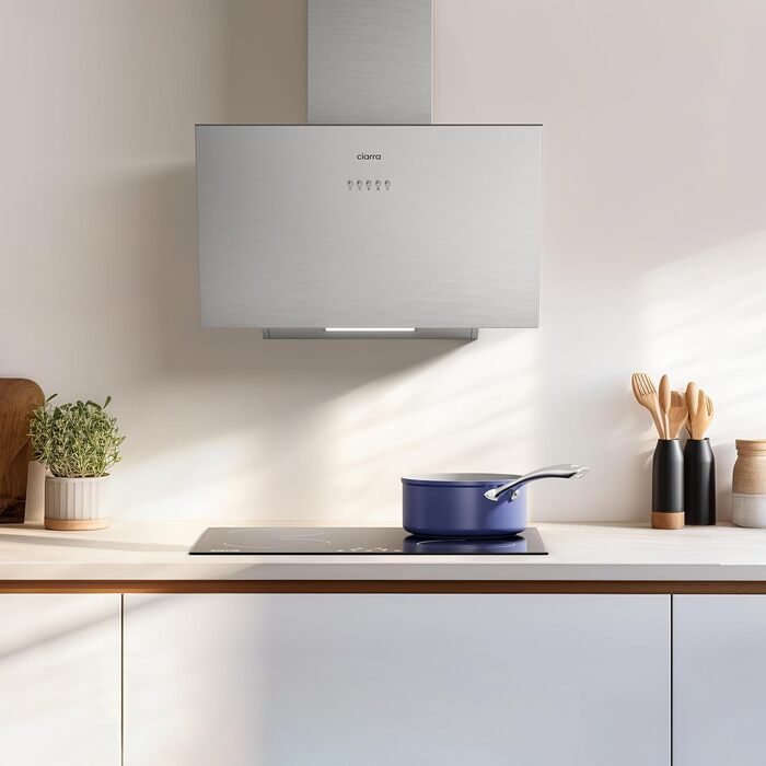 Похила витяжка CIARRA CBCS6762A A+++ 60 см, нержавіюча сталь, продуктивність 650 м³/год, з вугільним фільтром CBCF003, режим рециркуляції та відведення