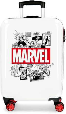 Дитяча валіза Marvel Avengers, біла, 55×40×20 см, ABS, з кодовим замком, 34 л, 2,6 кг, 4 колеса, ручна поклажа