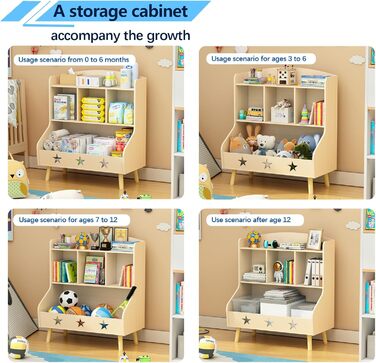 Дитяча полиця для іграшок та книг Garden 4 you, 3 відкриті полиці, 63x30x60 см (Білий/Бежевий)