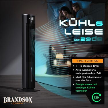 Brandson ECO GREEN Турельний вентилятор з водяним охолодженням та WiFi (Smart Home/Alexa) - Чорний матовий