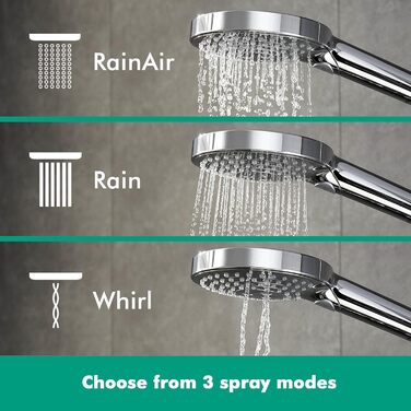 Душова лійка Hansgrohe Raindance Select S з економним споживанням води (9 л/хв), ручна лійка з 3 режимами, кругла (діаметр 120 мм), з антинакипним покриттям, хром, 3 економні струмені