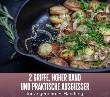 Сковорода для гриля Grillfürst, чавунна, з двома ручками, Ø 40 см, масивна жаростійка сковорода з високими бортами для газового гриля, плити та відкритого вогню