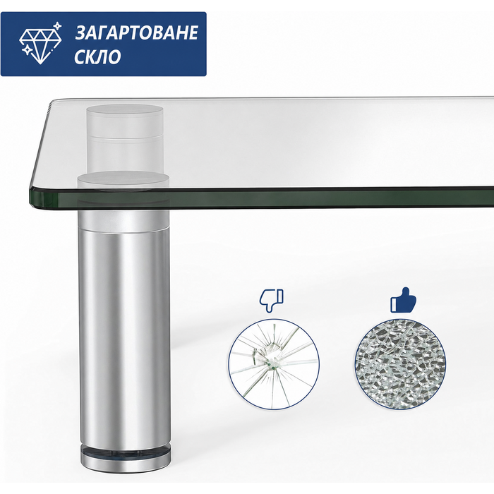 Підставка під монітор, ноутбук або телевізор FITUEYES, скляна, 38.5 x 24 x 7.5 см, витримує до 25 кг, 2 шт. (DT103803GC)