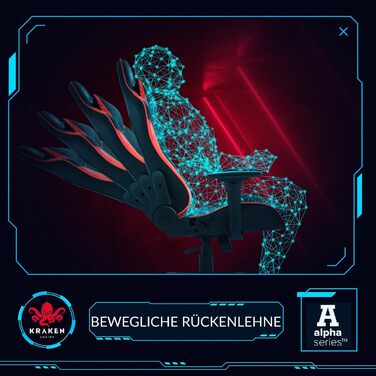 Ігрове крісло KRAKEN CHAIRS, ергономічне, офісне, з регульованою висотою, 3D підлокітниками, подушкою для попереку та підголівником, чорне-сріблясте, екошкіра