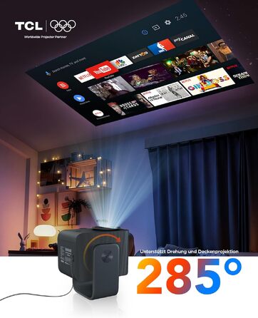 TCL C1 Smart Mini Beamer 4K: Проектор з Google TV, Netflix, Wi-Fi, Bluetooth, Автофокус, Keystone, Dolby Audio 8W