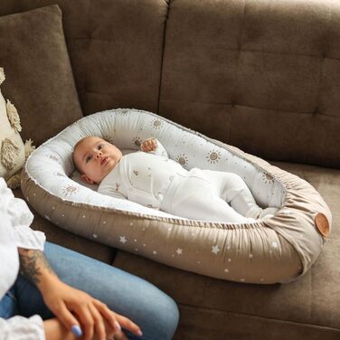 Дитяче кокон-гніздечко Babynest 90x50 см, ручна робота, бавовна, сонячний дизайн