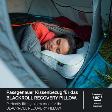 Ортопедична подушка BLACKROLL RECOVERY PILLOW 50x30 см, ергономічна подушка для сну з чохлом для подорожей, в'язкоеластичний меморі пін, вироблено в Німеччині, світло-сіра