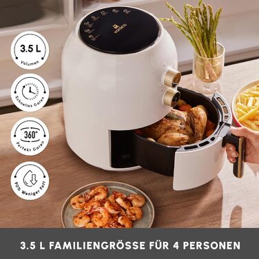 Аерофритюрниця Karaca Multifry 3,5 л 1350 Вт біла, енергозберігаюча, легке очищення, здорова смаження, аерофрайєр
