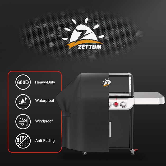 Водонепроникний чохол для гриля Zettum Heavy Duty для Weber Genesis II (E-310, E-330, S-310, S-330, S-335, S-340), ПУ-покриття, 147x63x113 см