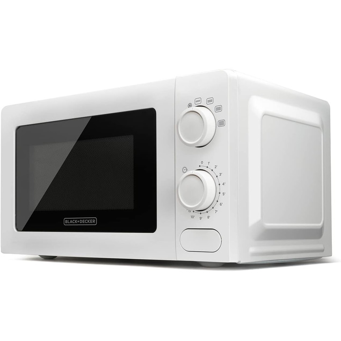 Мікрохвильова піч Black+Decker BXMY700E, 20 л, 700 Вт, 6 режимів, таймер, біла