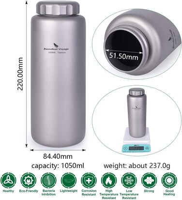 Фляга iBasingo Titan Flasche 1050ml – Outdoor, кемпінг, туризм, широкий отвір