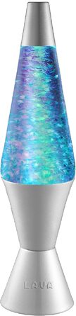 Лава-лампа Lava Lampe 2103: білий віск, синя рідина, сріблястий корпус, висота 36.8 см — декоративний нічник для створення атмосфери