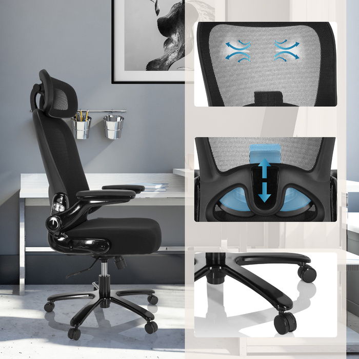 Надміцне крісло / офісне крісло INSTRUCTOR SW I PRO - XXL сітка / тканина чорна hjh OFFICE