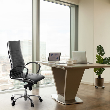 Офісне крісло / крісло керівника PARMA 20 шкіра чорний хром hjh OFFICE