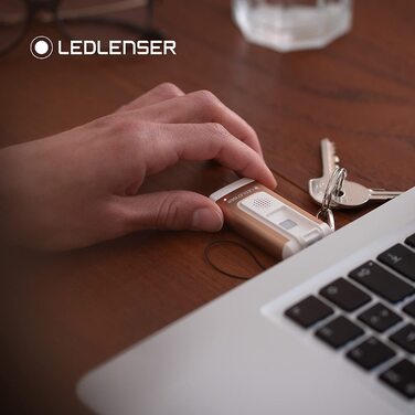 Ліхтарик Ledlenser K6R Safety 400 лм із сиреною, USB, сірий — компактний брелок-ліхтарик, акумуляторний, з тривожним сигналом