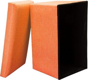 Складна сидіння-скриня INTIRILIFE 78x38x38 см, мандариновий, з кришкою, тканина під льон – пуф з місцем для зберігання, банкетка, табурет, короб для взуття