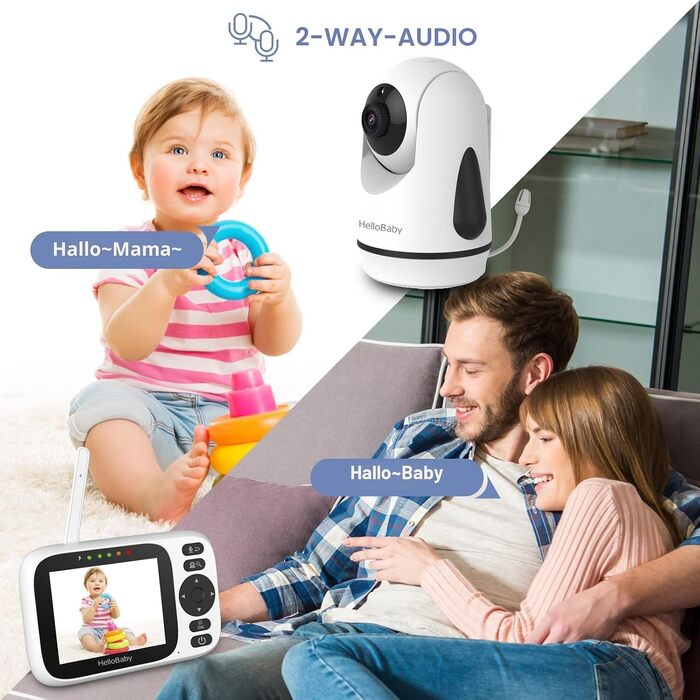 Відеоняня HelloBaby HB6339 з камерою, екраном 3.2 дюйма та двостороннім аудіозв'язком (без WLAN)