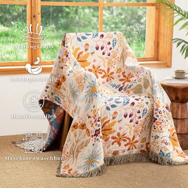 Преміум бавовняна покривало-плед Boho з мусліну 200x230 см, двостороння диванна ковдра з принтом метелики, дихаюча та м'яка для вітальні та спальні