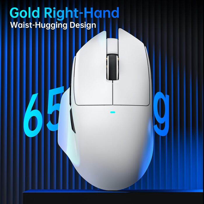 Ігрова миша Attack Shark V6 Superlight 65г з магнітною док-станцією, сенсор PixArt PAW3311, 25000 DPI, 500 мАг, трирежимна (BT/Wireless/Wired), ергономічна, біла