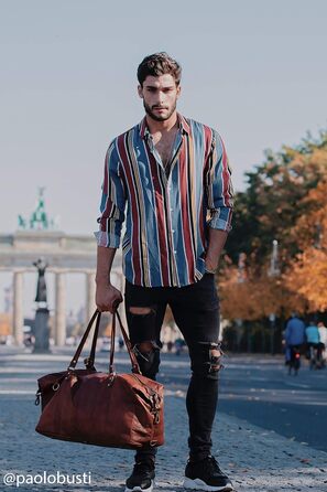 Вінтажна дорожня сумка Berliner Bags München, водонепроникна шкіряна спортивна сумка-дуфл для чоловіків і жінок, коричнева, велика