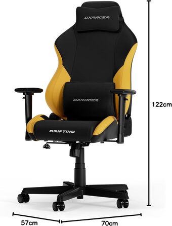 Ігрове крісло DXRacer DRIFTING L, чорне/жовте, EPU шкіра, оригінал