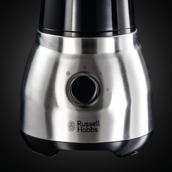 Блендер стаціонарний Russell Hobbs 2-в-1 зі скляною чашею 1.5л та міні-блендером для смузі 0.6л - подрібнювач льоду, BPA-free, нержавіюча сталь 23821-56