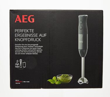 Занурювальний блендер AEG HB4-1-6GG, 2 леза, нержавіюча сталь, аксесуари, BPA-free, 2 швидкості, турбо, для кухні, сірий Modern Granite Grey