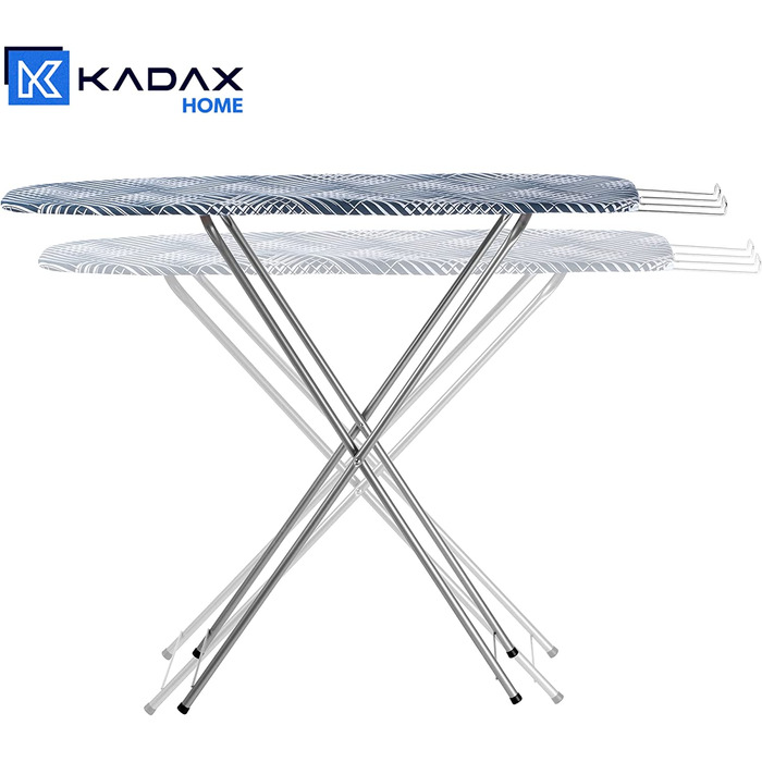 Гладильна дошка KADAX з полицею для праски, 104x30 см, компактна парова станція з пінною підкладкою, модель Eclipse