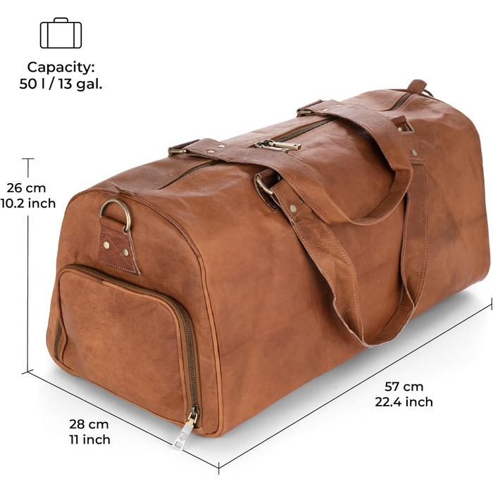 Шкіряна дорожня сумка Berliner Bags Oslo 50 л, водонепроникна, з відділенням для взуття, для чоловіків і жінок