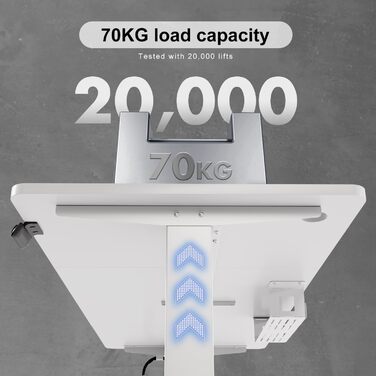 Електричний регульований стіл Devoko 140x60 см з кабель-органайзером, пам'яттю на 2 позиції, ергономічний комп'ютерний стіл для роботи стоячи та сидячи, білий