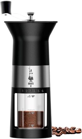 Ручна кавомолка Bialetti з нержавіючої сталі, матова чорна