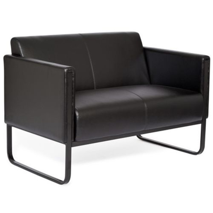 Диван для відпочинку BALI BLACK, каркас чорний, штучна шкіра, гладка обробка, 2 місця, чорний колір, hjh OFFICE