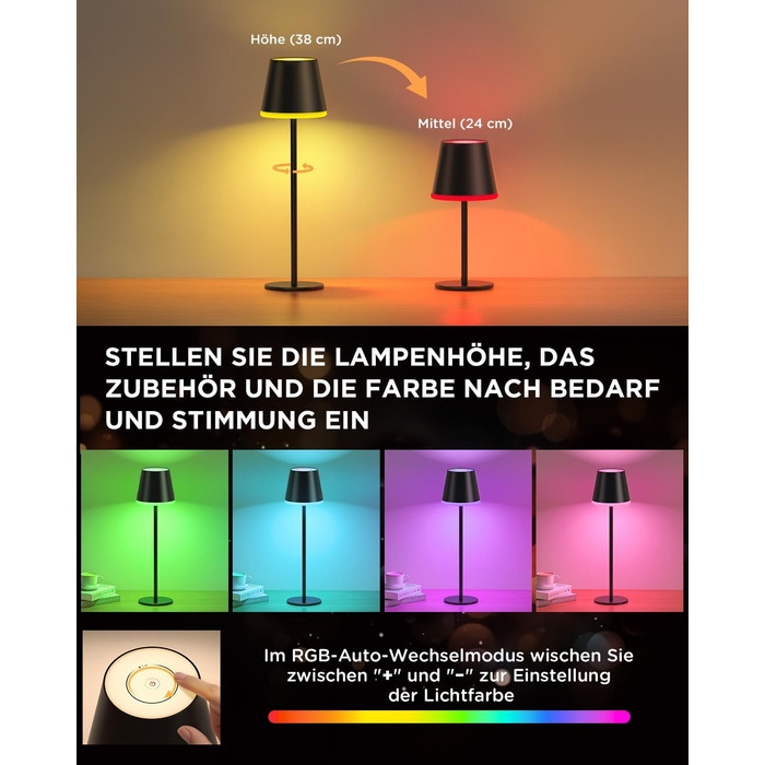LED-лампа NIBSHOOM настільна бездротова диммируемая, 5200mAh, RGB, IP54, 2 шт.