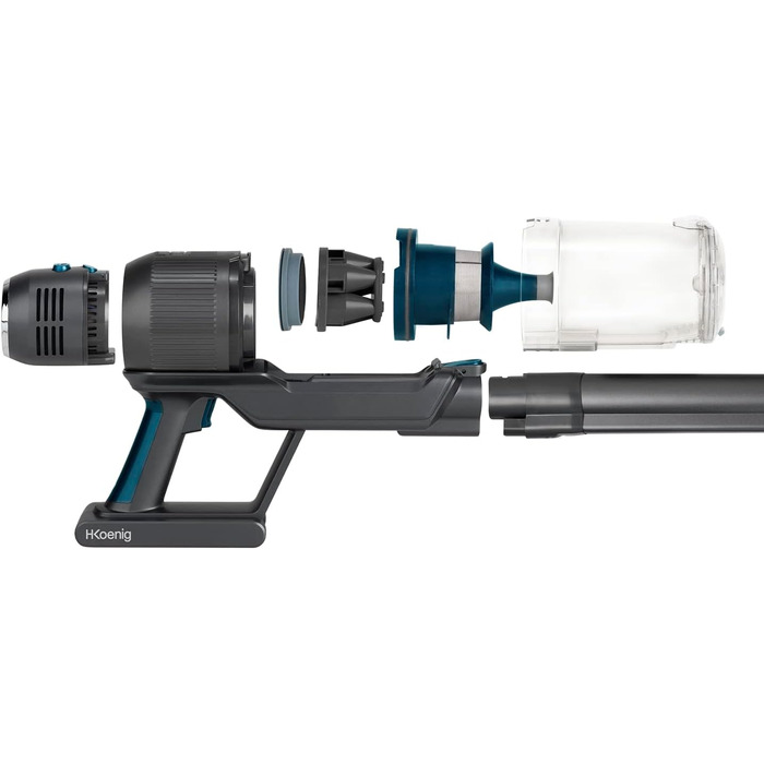Акумуляторний пилосос H.Koenig PowerFlex+ 2-в-1 UPX26, складаний, безмішковий, до 40 хв, 220 Вт, 3 режими, легкий, ергономічний