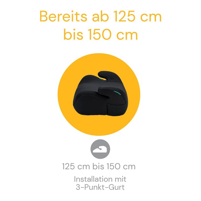 Дитяча автопідставка Osann Up, без Isofix, 125-150 см, 15-36 кг, i-Size, чорна