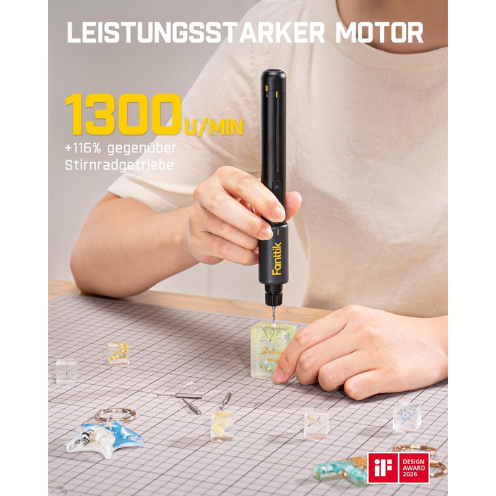 Міні-дрель Fanttik K2 Nano 3.7V з 20 насадками для DIY: для пластику, смоли, ювелірних виробів, алюмінію