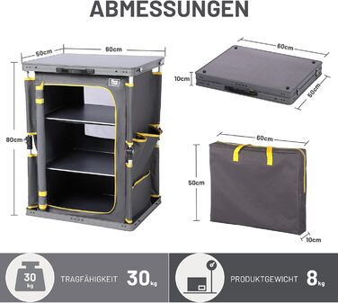 Складана шафа для кемпінгу TIMBER RIDGE, портативна кухня, з сумкою, алюмінієва, для авто та відпочинку