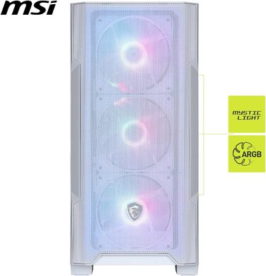 Корпус для ПК MSI MAG Forge M100R White, білий, ігровий, з підсвіткою RGB