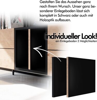 ТВ тумба Newfurn чорна дика дуба, вінтаж індастріал, 195x48x37 см, тумба під телевізор у вітальню
