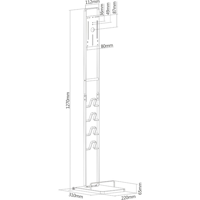 Підставка для пилососа PureMounts з роликами, сумісна з Dyson V6/V7/V8/V10/V11/V12/V15, біла, мобільна, для підлоги